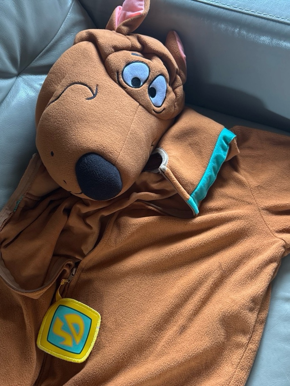 Scooby-Doo Plush Hooded Costume Jacket - Brown with Teal Trim